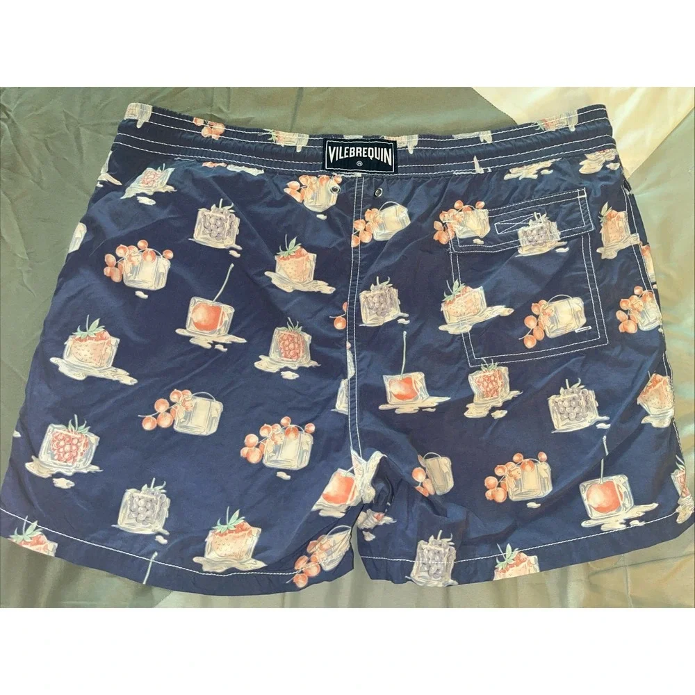 Vilebrequin Mens Size XL Blue Frozen Fruit Ice Swim Trunks Lined